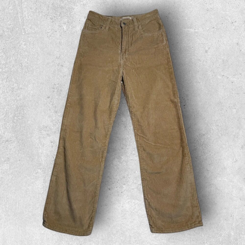 Levi's Premium Womens Ribcage Straight Ankle Corduroy Pants Size 26 Brown Tan